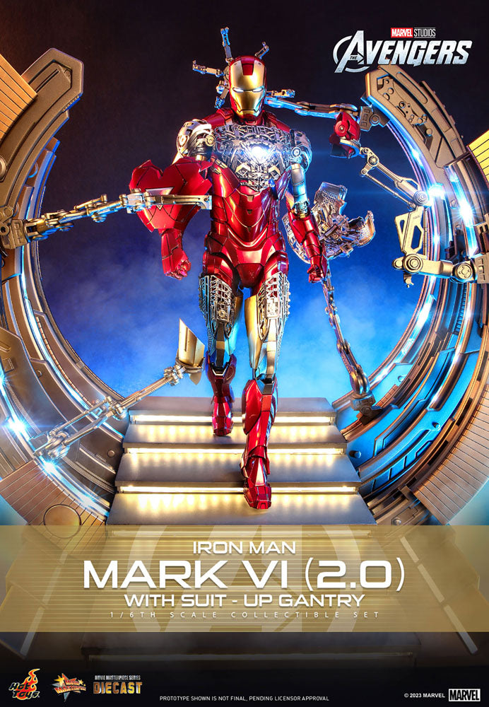 Hot Toys Marvel s The Avengers Movie Masterpiece Iron Man Mark VI 2.0 with Suit Up Gantry Diecast 1 6 Action Figure