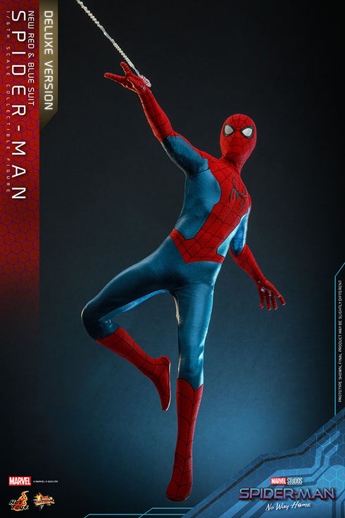 Hot Toys Spider-Man (New Red and Blue Suit) Deluxe Version - No Way Home MMS680 - 1/6 Scale Collectible Figure