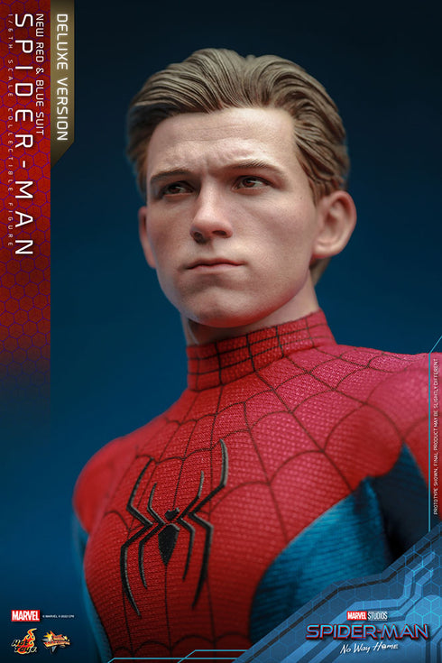 Hot Toys Spider-Man (New Red and Blue Suit) Deluxe Version - No Way Home MMS680 - 1/6 Scale Collectible Figure