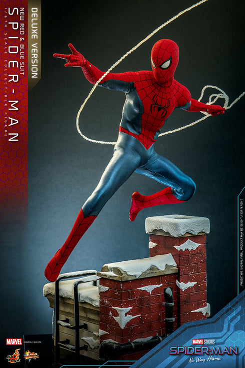 Hot Toys Spider-Man (New Red and Blue Suit) Deluxe Version - No Way Home MMS680 - 1/6 Scale Collectible Figure