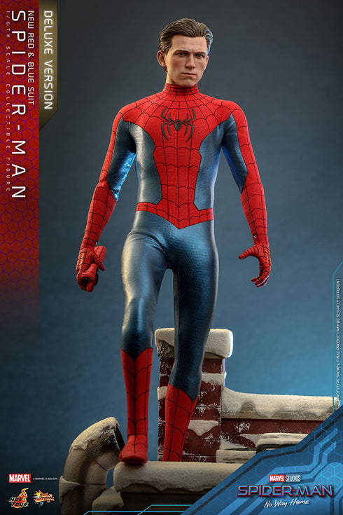 Hot Toys Spider-Man (New Red and Blue Suit) Deluxe Version - No Way Home MMS680 - 1/6 Scale Collectible Figure
