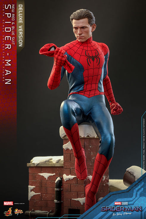 Hot Toys Spider-Man (New Red and Blue Suit) Deluxe Version - No Way Home MMS680 - 1/6 Scale Collectible Figure